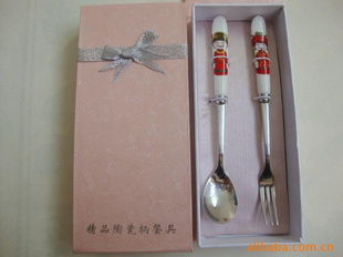 批发情侣陶瓷不锈钢餐具