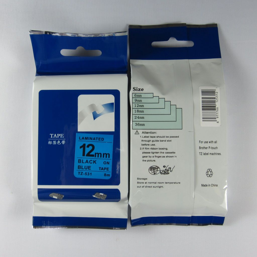 TZ-531兄弟带,蓝底黑字不干胶标签带