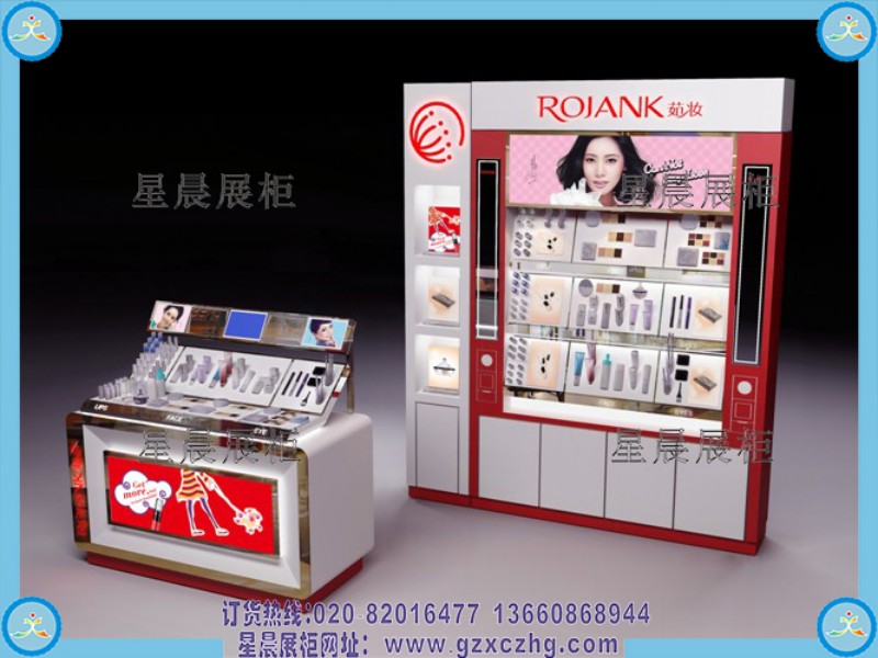 化妆品店装修设计图/广州展柜厂定做化妆品展示柜