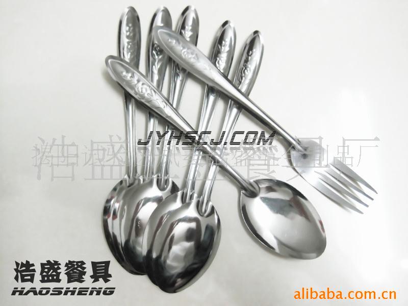 不锈铁西餐具/玫瑰花叉匙/套装组合汤勺