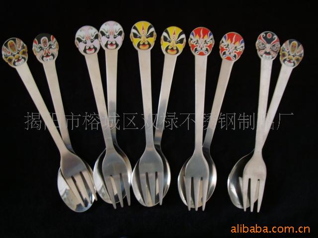 不锈钢脸谱勺子叉子新奇特餐具礼品(图)