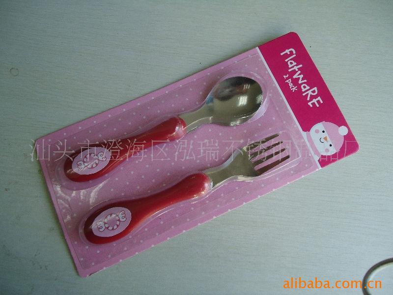 卡通儿童汤匙塑料柄不锈钢勺子