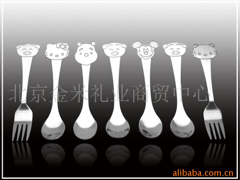 不锈钢勺子叉子,卡通不锈钢勺叉,广告促销礼品