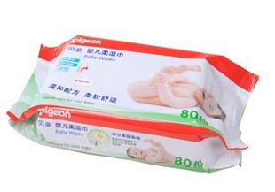 贝亲婴儿湿巾80片装洁肤巾KA36单包装婴儿用品湿纸巾一件代发