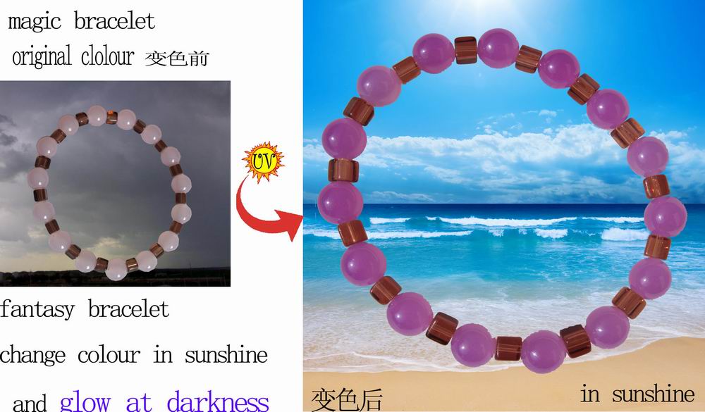 测紫外线/变夜光水晶手链/日韩新饰品1