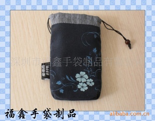 深圳厂家生产帆布穿绳拉链手机袋手机包可定做