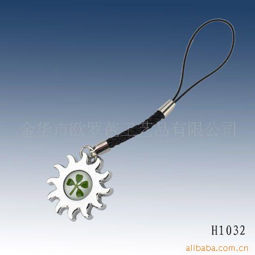 绘彩四叶草手机链,金属手机链