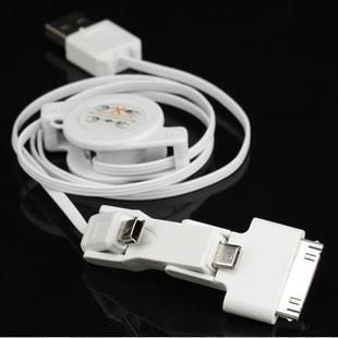 苹果三合一伸缩数据线HTC/三星充电线Ipadiphone4s充电线