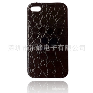 Loiiphone4/保护套/PU贴皮/鳄鱼纹/骑士黑