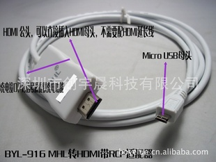 MHL转HDMI带RCP适配器魅族MX三星I9100高清转换厂家