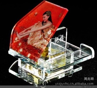 批发水晶影像耗材工艺品水晶钢琴长方形水晶魔方钢琴批发