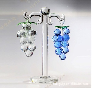 水晶葡萄纯水晶K9料纯手工多切面葡萄工艺品葡萄造型家居摆件装饰