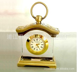 合金水晶表件小礼品,合金加水晶钟表小摆件