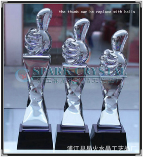 2012大拇指水晶奖杯热卖水晶大拇指奖杯员工奖