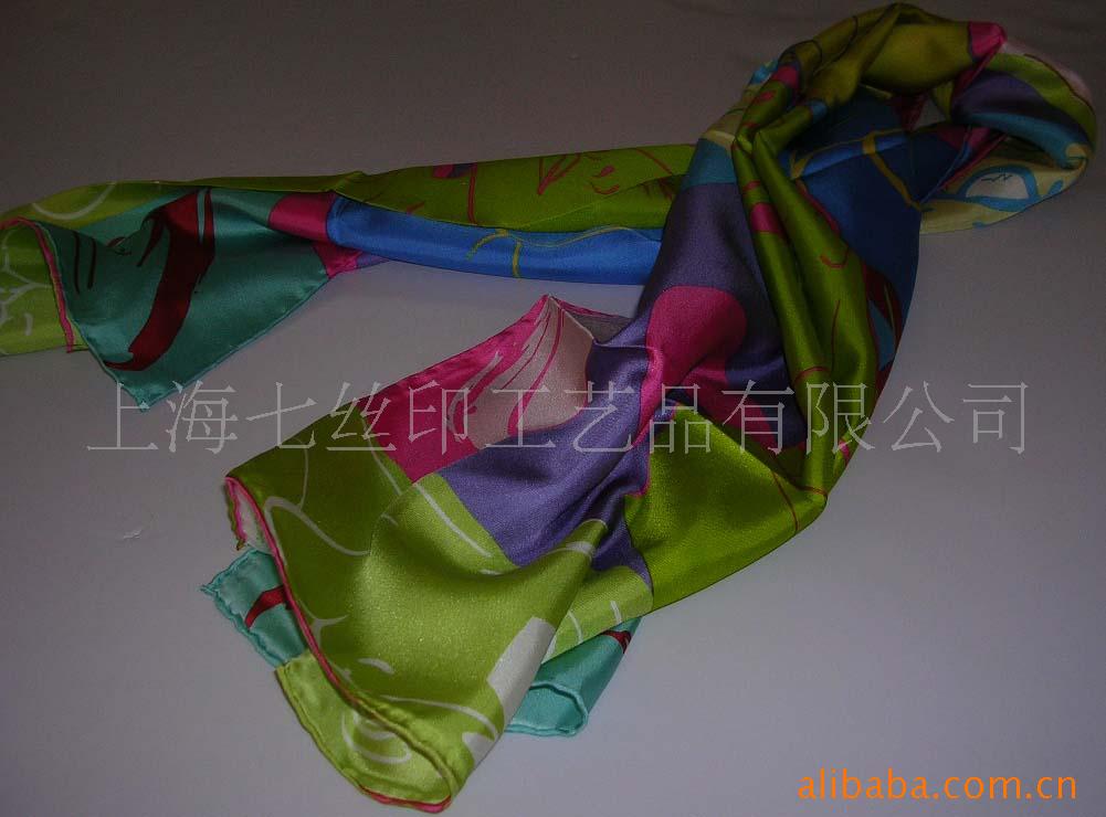 真丝丝巾,丝巾,围巾,斜纹长巾