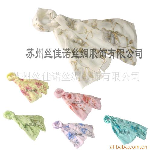 批发喷绘,链目绣花丝巾,长巾1481
