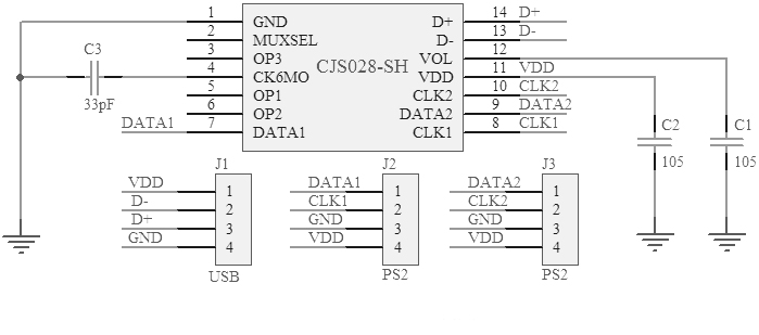 USBתPS2·ͼICPS2תUSB·ͼоƬ