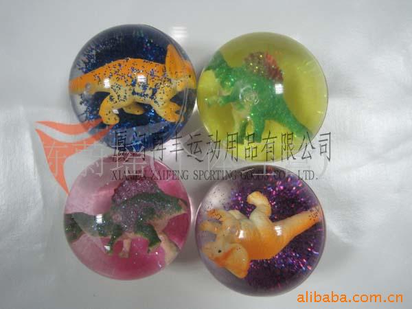 水晶弹跳球带金粉和恐龙/儿童玩具/水晶弹跳球/