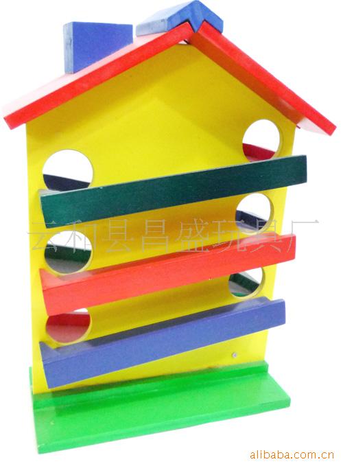 小额批发木玩具儿童玩具教具积木滚球台