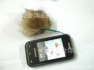 直销狐狸尾巴毛毛球手机饰品毛毛球胸花毛毛球仿真挂件毛毛球