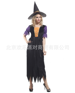 万圣节服装化妆舞会服饰晚会派对聚会活动表演服紫黑魔法女巫