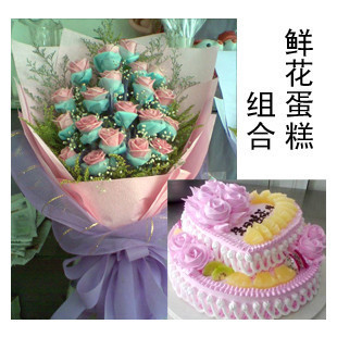 上海鲜花速递生日礼物速递生日鲜花预订鲜花送蛋糕XFDGXH011