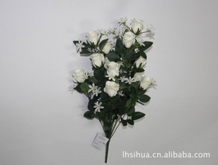 生产仿真花厂家045#12头3#玫苞直销500枝起批