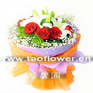 上海花店-鲜花快递-百合玫瑰花-祝福生日鲜花