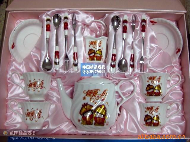 韩国陶瓷不锈钢餐具咖啡杯茶具广告促销礼品