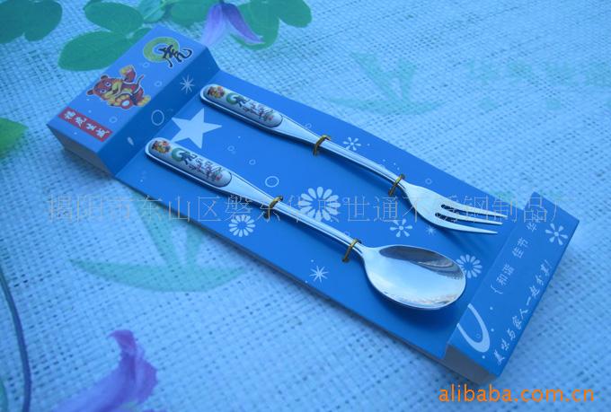 不锈钢陶瓷餐具叉子促销礼品(图)