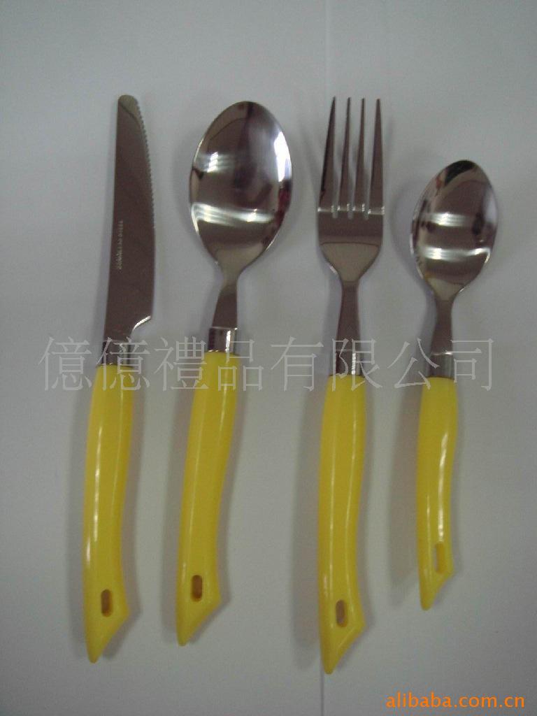 不锈钢餐具/塑料柄西餐具/塑料柄西餐具叉
