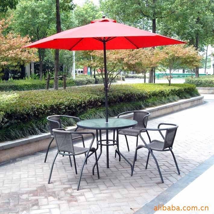 户外休闲家具/庭院餐桌椅套件炭化藤编桌椅