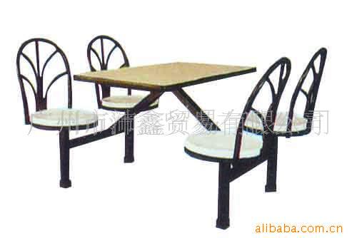连体玻璃钢餐桌食堂饭桌4人餐桌椅餐台(图)