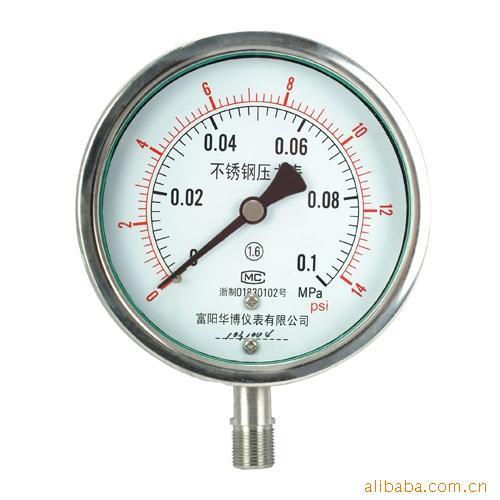 全不锈钢压力Y-100B-F(双刻度psi)