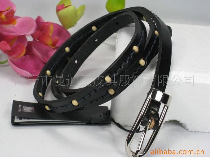 女士休闲皮带长D形扣穿绳走珠13028HE