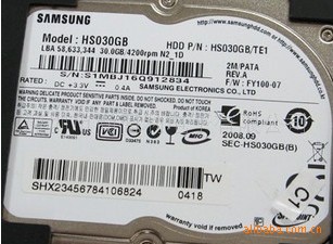三星1.8寸硬盘1.8寸30GCE接口硬盘HS030GB