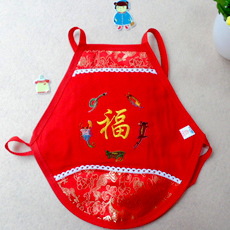 批发婴幼儿纯棉双层刺绣有袋无腿肚兜围兜宝宝吉祥红肚兜