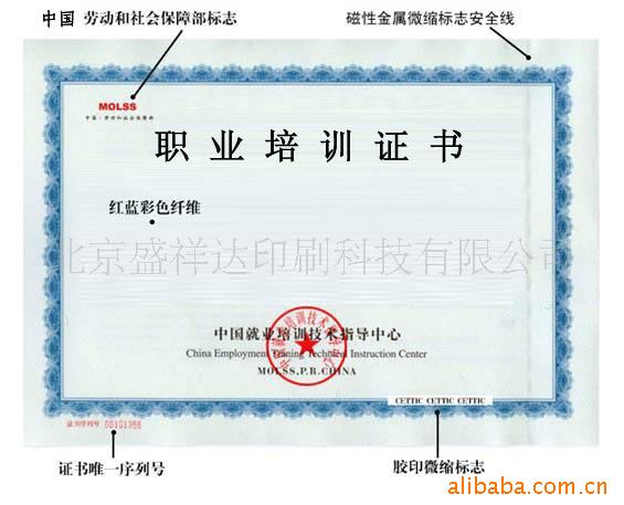 收藏品鉴定书、安全线水印防伪印刷