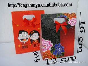 婚庆用品小号印花翻盖礼品袋/购物袋包装纸袋手提袋喜糖袋喜糖盒