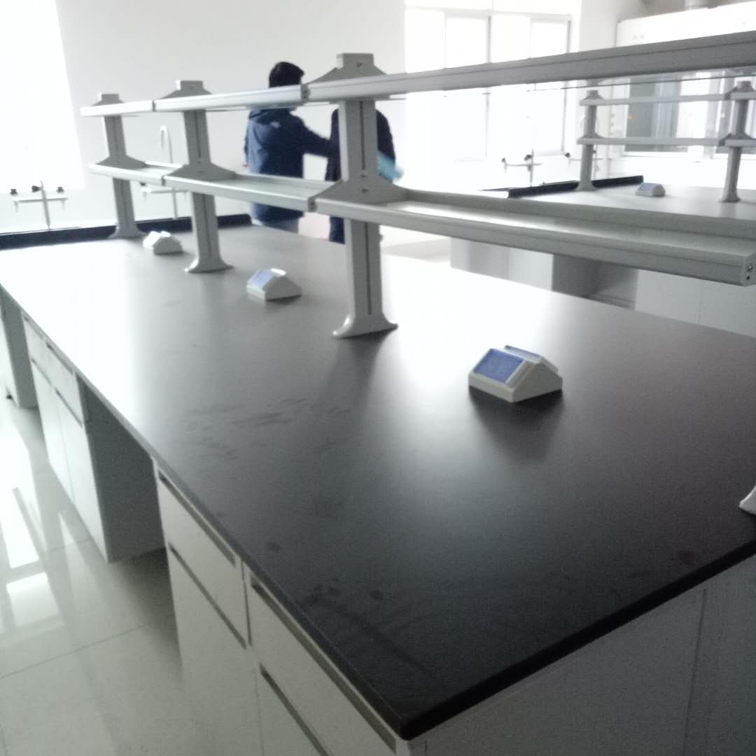 全钢实验台 实验室工作台操作台试剂架钢木边台化学实验桌