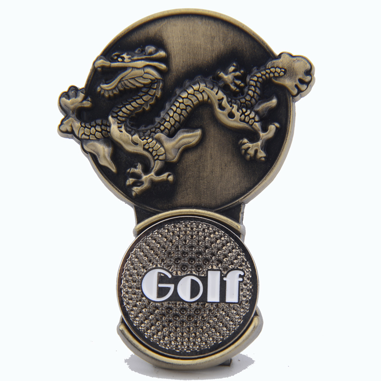 粤凡工厂自供十二生肖龙marker球用品金属球标记有磁性高尔夫帽夹