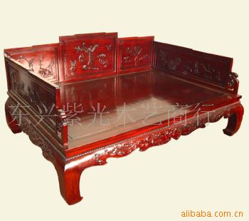 红木床-红木三围罗汉床仿古家具卧室家具