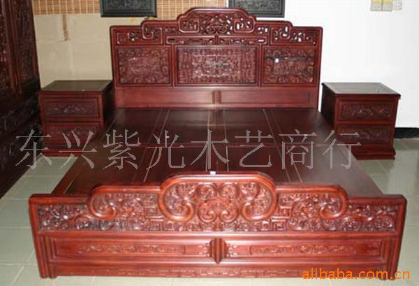 越南红木家具-红木福禄寿大床卧室家具