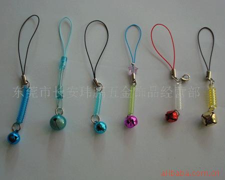 环保手机绳玩具吊绳彩铃铛彩塑胶弹簧