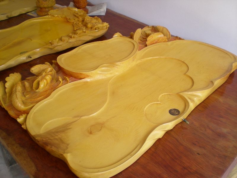 榧木雕刻茶盘